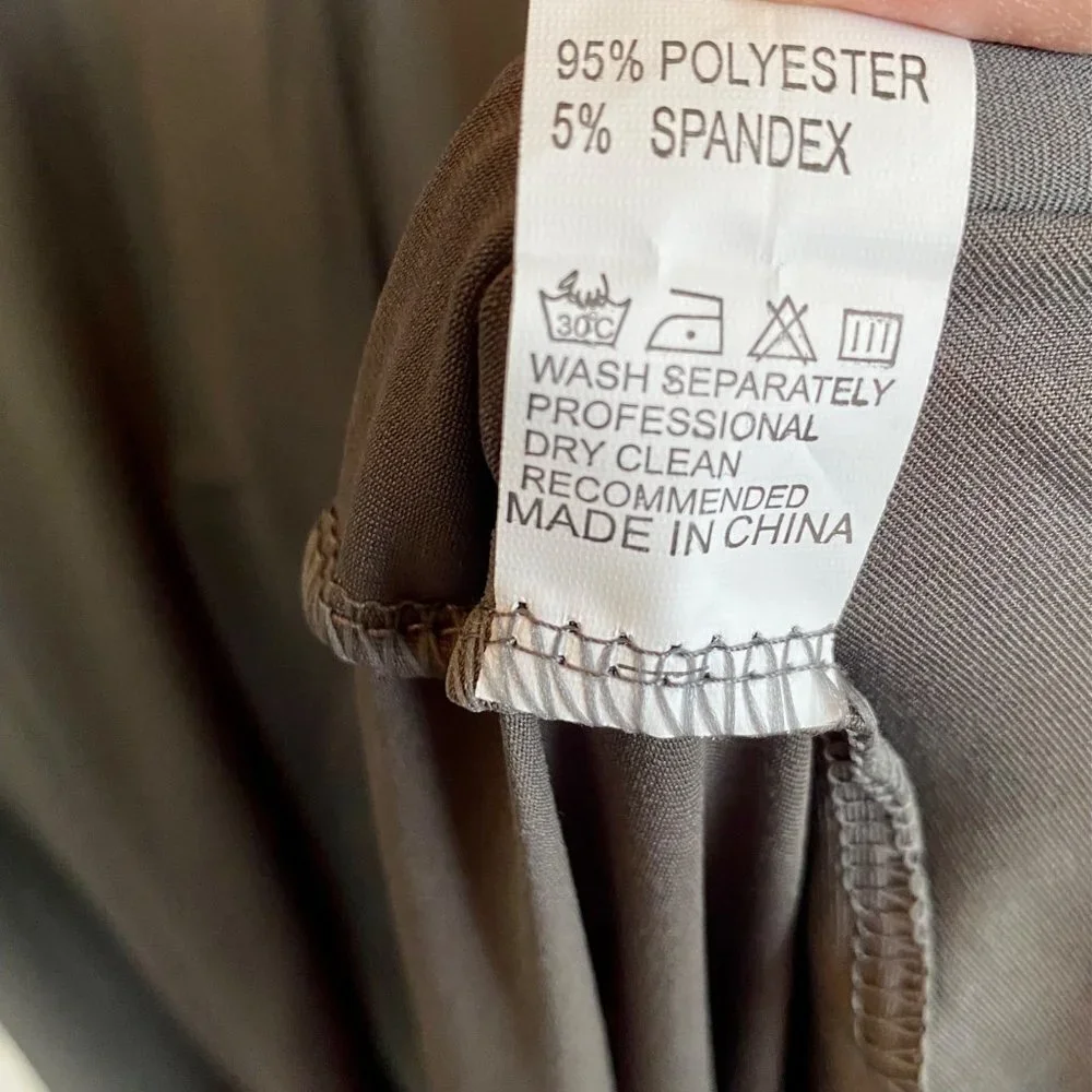 Yiduoduo Maxi Grey Dress Long Sleeves with Belt Size Small